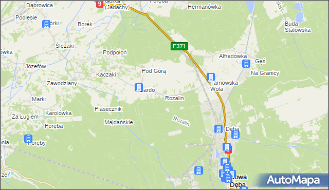 mapa Rozalin gmina Nowa Dęba, Rozalin gmina Nowa Dęba na mapie Targeo