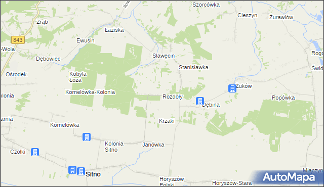 mapa Rozdoły gmina Sitno, Rozdoły gmina Sitno na mapie Targeo