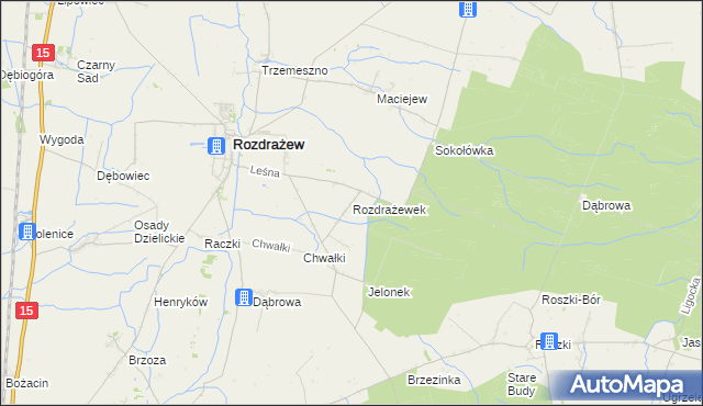 mapa Rozdrażewek gmina Rozdrażew, Rozdrażewek gmina Rozdrażew na mapie Targeo