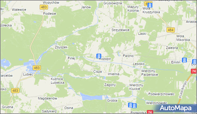 mapa Roździn, Roździn na mapie Targeo