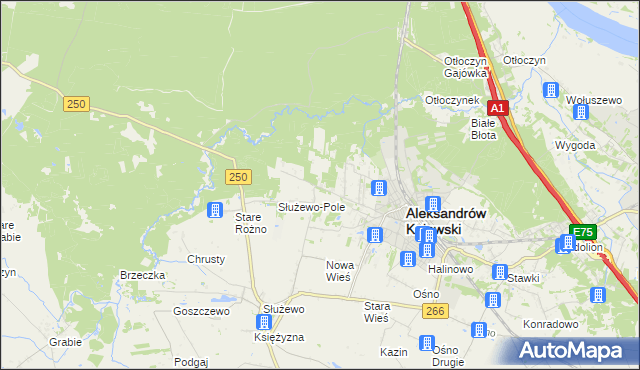 mapa Rożno-Parcele, Rożno-Parcele na mapie Targeo