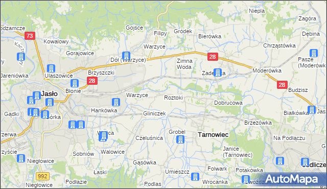 mapa Roztoki gmina Tarnowiec, Roztoki gmina Tarnowiec na mapie Targeo