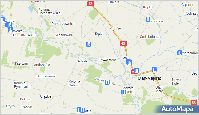 mapa Rozwadów gmina Ulan-Majorat, Rozwadów gmina Ulan-Majorat na mapie Targeo