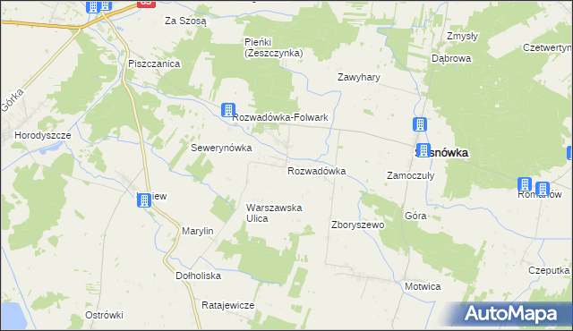 mapa Rozwadówka gmina Sosnówka, Rozwadówka gmina Sosnówka na mapie Targeo