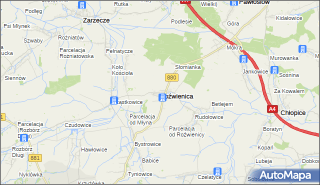 mapa Roźwienica, Roźwienica na mapie Targeo