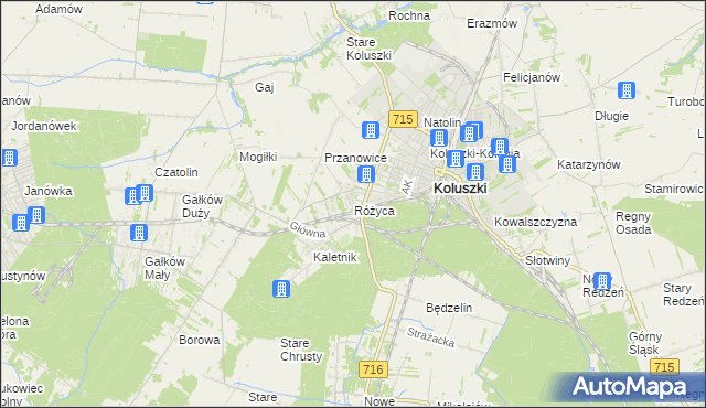 mapa Różyca, Różyca na mapie Targeo