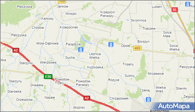 mapa Różyce Żmijowe, Różyce Żmijowe na mapie Targeo