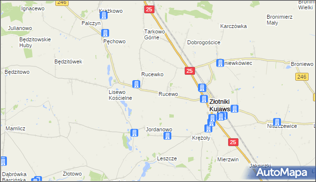 mapa Rucewo gmina Złotniki Kujawskie, Rucewo gmina Złotniki Kujawskie na mapie Targeo