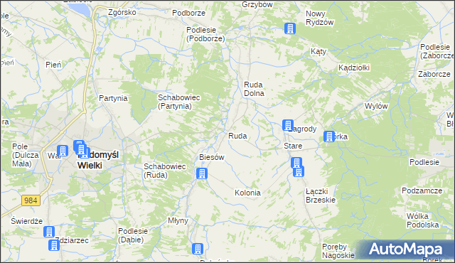 mapa Ruda gmina Radomyśl Wielki, Ruda gmina Radomyśl Wielki na mapie Targeo