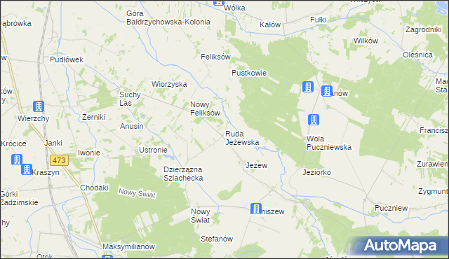 mapa Ruda Jeżewska, Ruda Jeżewska na mapie Targeo