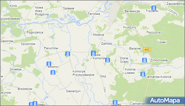 mapa Ruda Komorska, Ruda Komorska na mapie Targeo