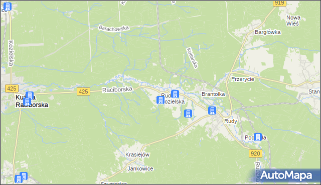 mapa Ruda Kozielska, Ruda Kozielska na mapie Targeo