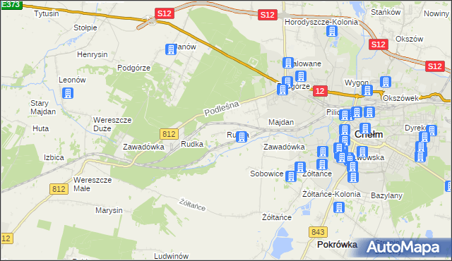 mapa Rudka gmina Chełm, Rudka gmina Chełm na mapie Targeo