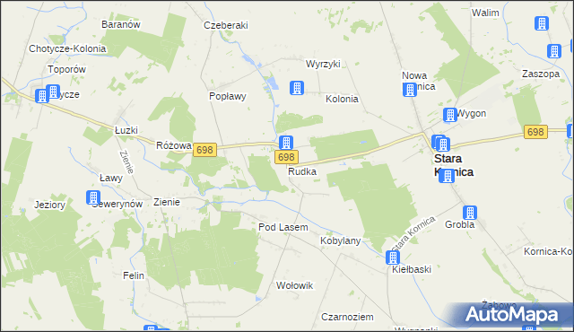 mapa Rudka gmina Stara Kornica, Rudka gmina Stara Kornica na mapie Targeo
