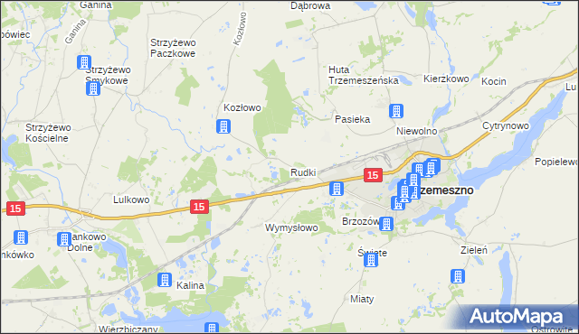 mapa Rudki gmina Trzemeszno, Rudki gmina Trzemeszno na mapie Targeo