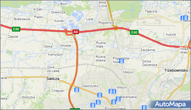 mapa Rudna Wielka gmina Świlcza, Rudna Wielka gmina Świlcza na mapie Targeo