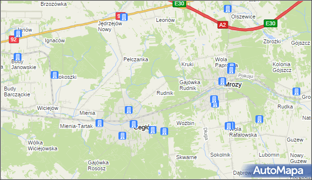 mapa Rudnik gmina Cegłów, Rudnik gmina Cegłów na mapie Targeo