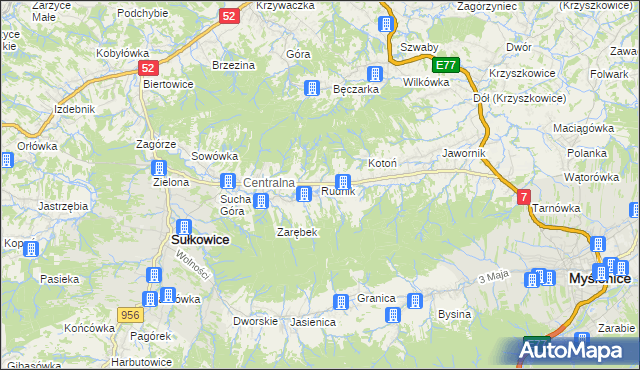 mapa Rudnik gmina Sułkowice, Rudnik gmina Sułkowice na mapie Targeo