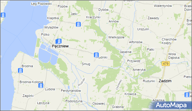 mapa Rudniki gmina Pęczniew, Rudniki gmina Pęczniew na mapie Targeo