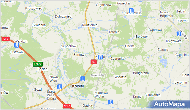 mapa Rudno gmina Kołbiel, Rudno gmina Kołbiel na mapie Targeo