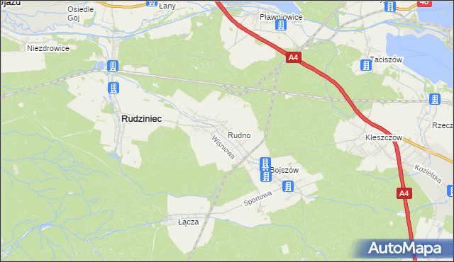 mapa Rudno gmina Rudziniec, Rudno gmina Rudziniec na mapie Targeo