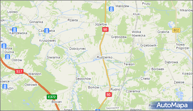 mapa Rudzienko gmina Kołbiel, Rudzienko gmina Kołbiel na mapie Targeo