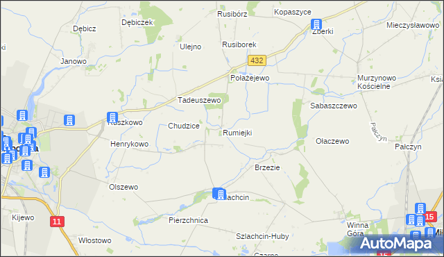 mapa Rumiejki gmina Środa Wielkopolska, Rumiejki gmina Środa Wielkopolska na mapie Targeo