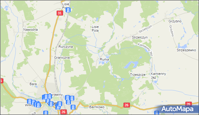 mapa Rurka gmina Chojna, Rurka gmina Chojna na mapie Targeo