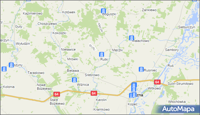 mapa Rutki gmina Wizna, Rutki gmina Wizna na mapie Targeo