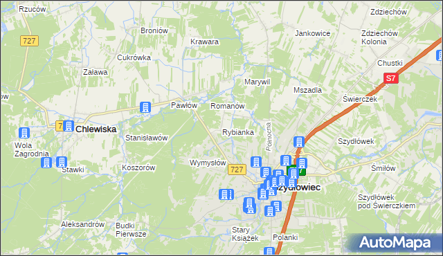 mapa Rybianka, Rybianka na mapie Targeo