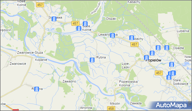 mapa Rybna gmina Popielów, Rybna gmina Popielów na mapie Targeo