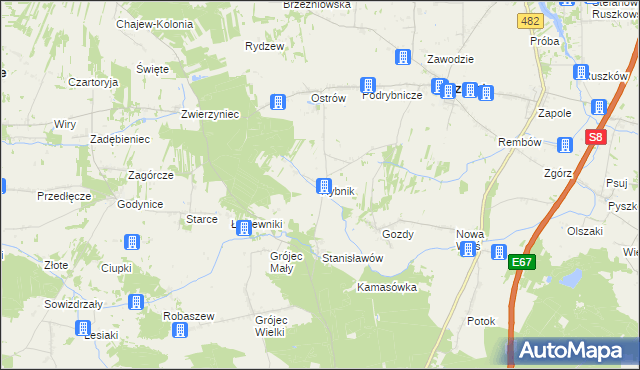 mapa Rybnik gmina Brzeźnio, Rybnik gmina Brzeźnio na mapie Targeo