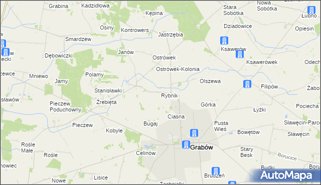 mapa Rybnik gmina Grabów, Rybnik gmina Grabów na mapie Targeo