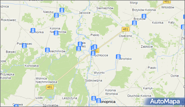 mapa Rychłocice, Rychłocice na mapie Targeo