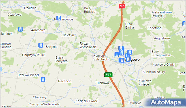 mapa Rydzyn Szlachecki, Rydzyn Szlachecki na mapie Targeo