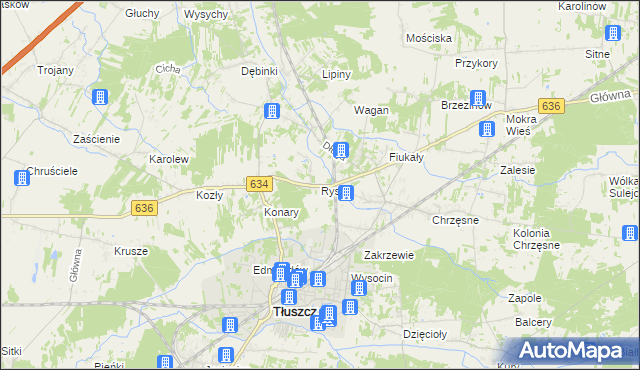 mapa Rysie gmina Tłuszcz, Rysie gmina Tłuszcz na mapie Targeo