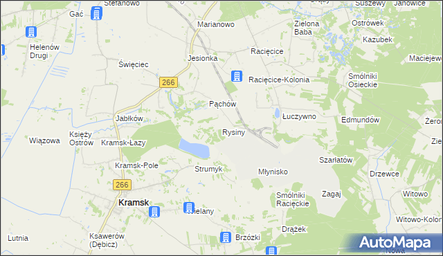 mapa Rysiny gmina Kramsk, Rysiny gmina Kramsk na mapie Targeo