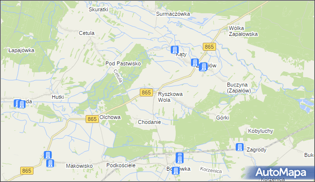 mapa Ryszkowa Wola, Ryszkowa Wola na mapie Targeo