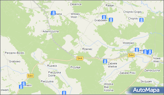 mapa Rżaniec, Rżaniec na mapie Targeo