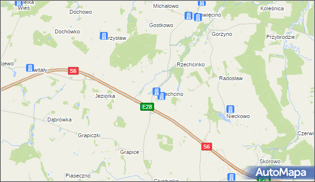 mapa Rzechcino, Rzechcino na mapie Targeo