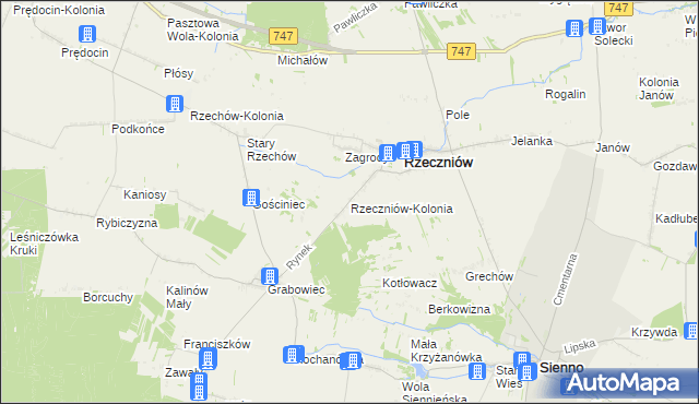 mapa Rzeczniów-Kolonia, Rzeczniów-Kolonia na mapie Targeo