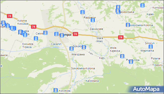 mapa Rzeczyce gmina Frampol, Rzeczyce gmina Frampol na mapie Targeo