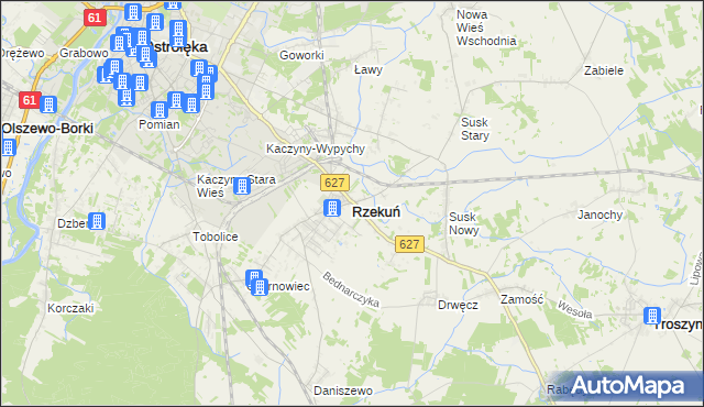 mapa Rzekuń, Rzekuń na mapie Targeo