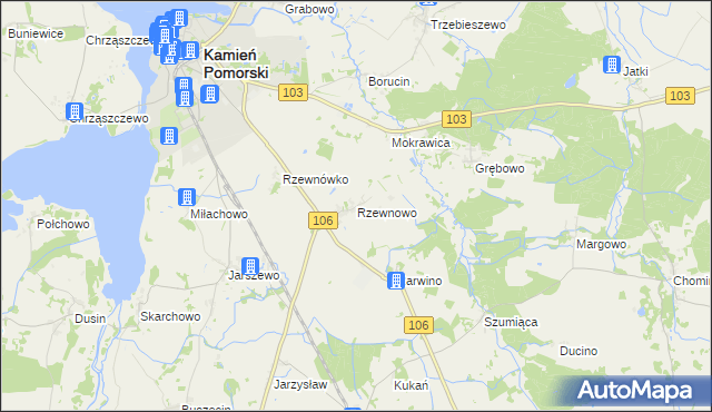 mapa Rzewnowo, Rzewnowo na mapie Targeo