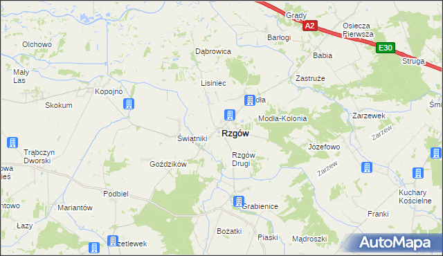 mapa Rzgów powiat koniński, Rzgów powiat koniński na mapie Targeo