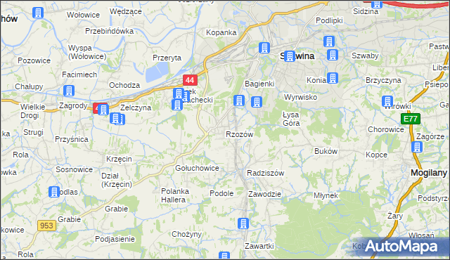 mapa Rzozów, Rzozów na mapie Targeo