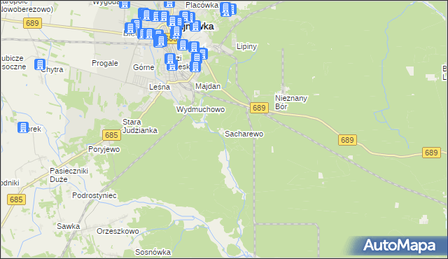 mapa Sacharewo, Sacharewo na mapie Targeo