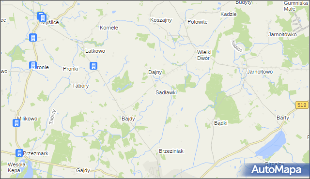 mapa Sadławki, Sadławki na mapie Targeo