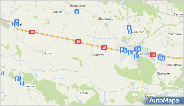 mapa Sadłowo gmina Suchań, Sadłowo gmina Suchań na mapie Targeo