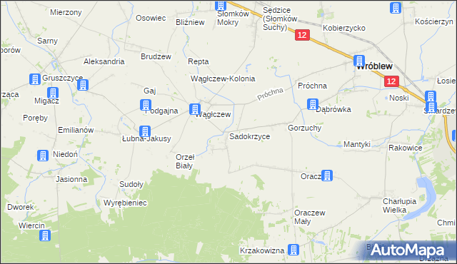 mapa Sadokrzyce, Sadokrzyce na mapie Targeo